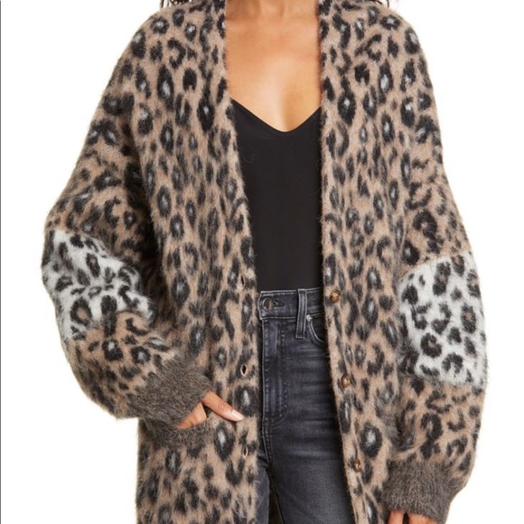 A.L.C. Leone Leopard oversized Alpaca Blend Cardigan XS/S retail $795 - Picture 2 of 6